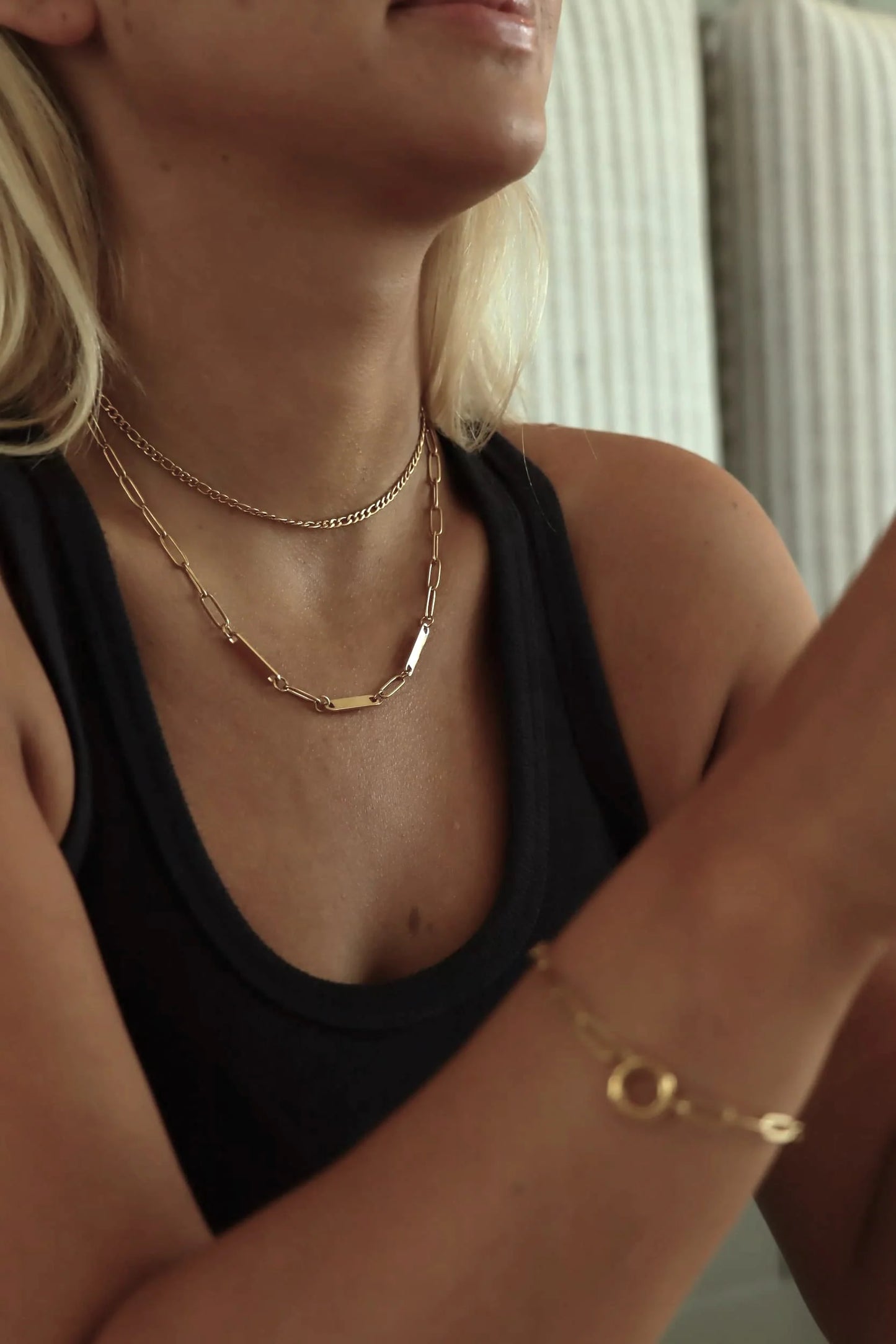 Paperclip Chain Mini Bar Necklace