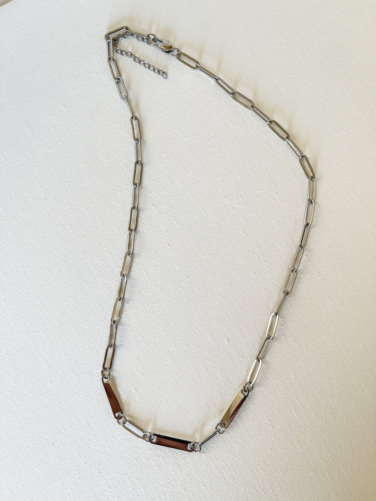 Paperclip Chain Mini Bar Necklace