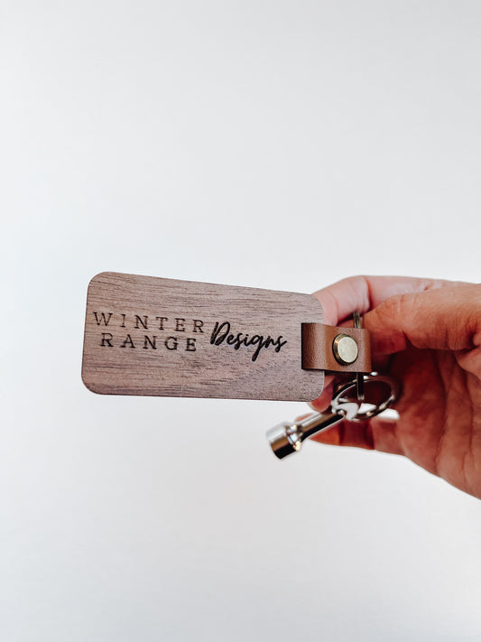 Wood and Leather Custom Keychain