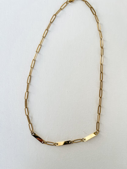 Paperclip Chain Mini Bar Necklace