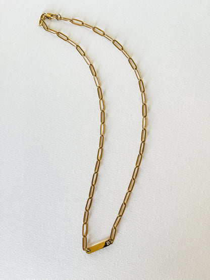 Paperclip Chain Mini Bar Necklace