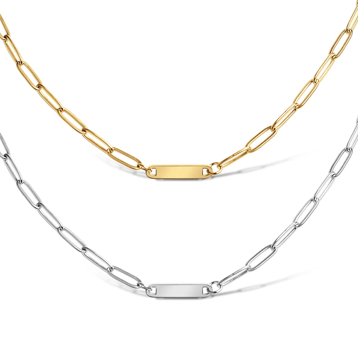 Paperclip Chain Mini Bar Necklace