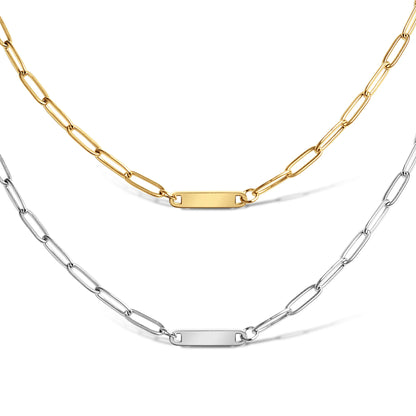 Paperclip Chain Mini Bar Necklace